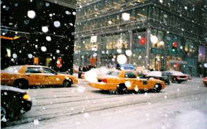     taxi, in a new york, snow
