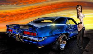 girl, HDR, Muscle car, Hot Rod