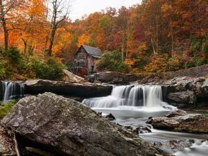 West Virginia, Babcock State Park, Glade Creek Grist Mill, New River, река, мельница