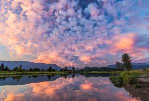 Alouette River, Pitt Meadows, British Columbia, Pink Sky Reflection, Canada