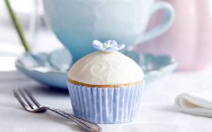 cakes, blue, cupcakes, sweets, cup, white, sweet