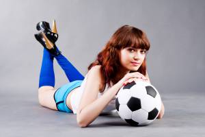 футбол, мяч, девушка