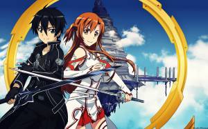 парень и девушка, мечи., Sword, Online